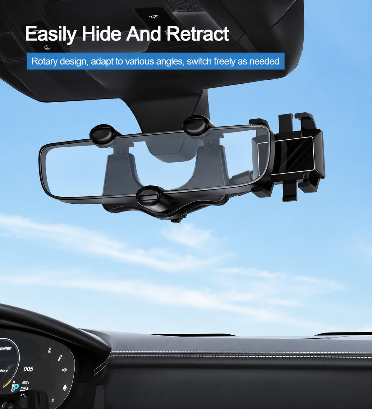360° Rearview Mirror Phone Holder