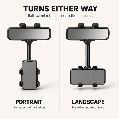 360° Rearview Mirror Phone Holder