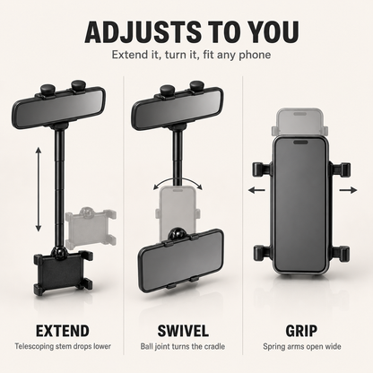 360° Rearview Mirror Phone Holder