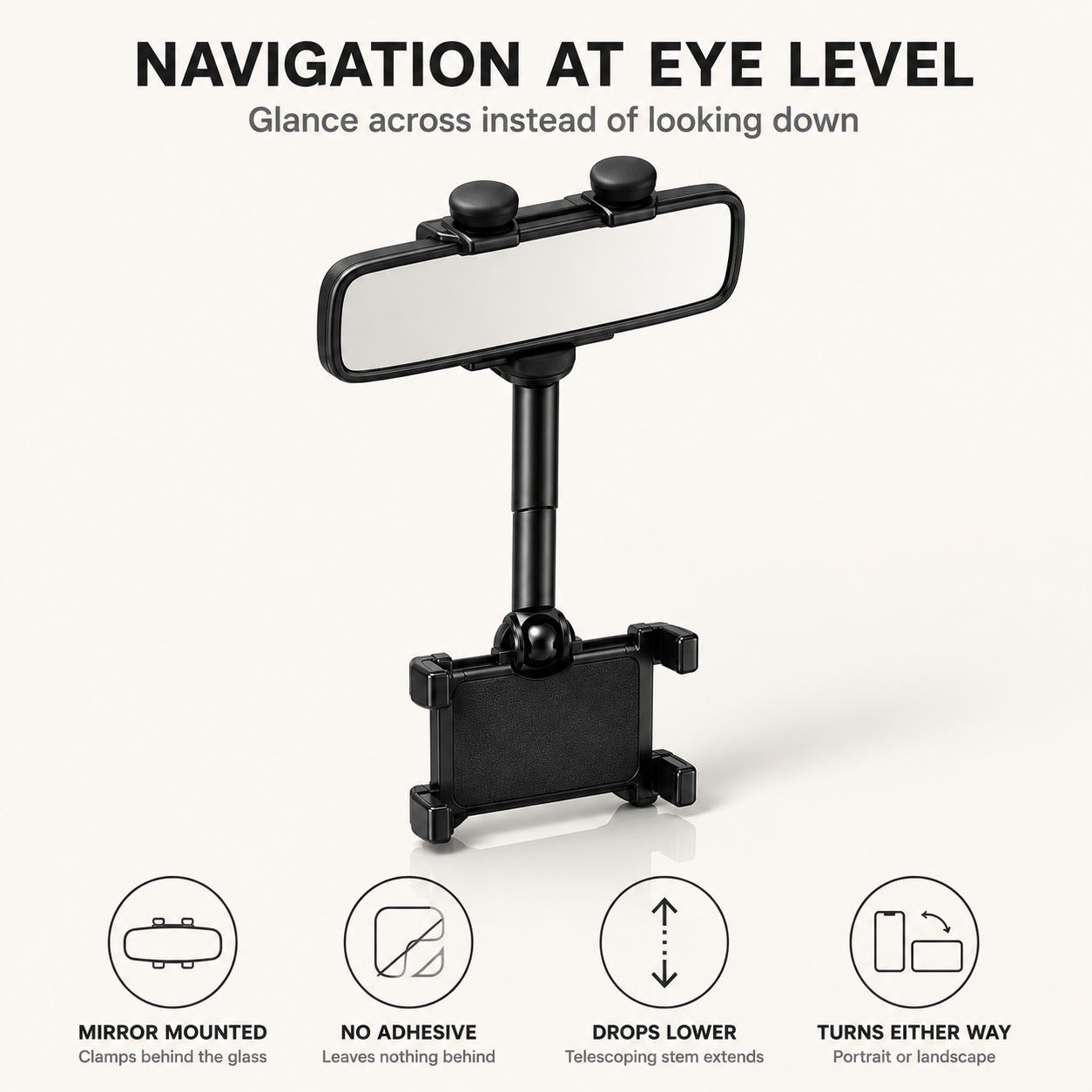 360° Rearview Mirror Phone Holder