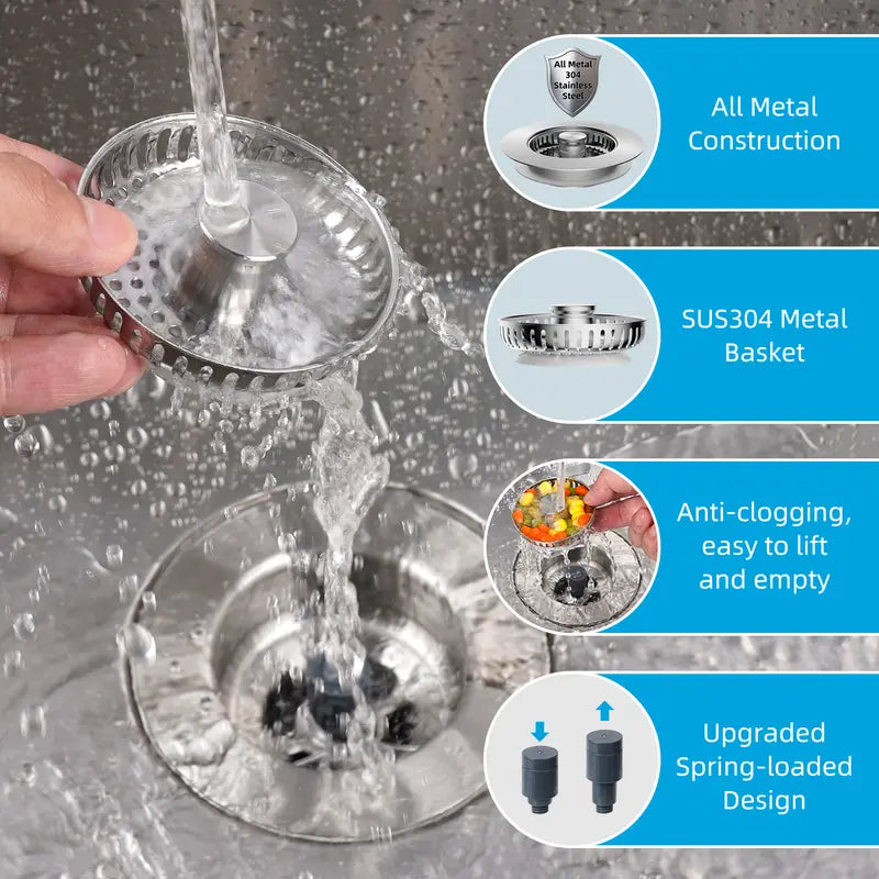 Upgraded 3-in-1 Sink Drain Strainer & Stopper