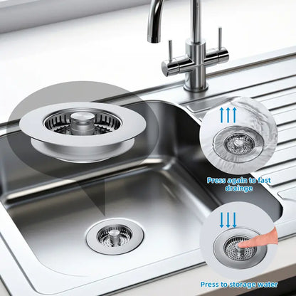 Upgraded 3-in-1 Sink Drain Strainer & Stopper