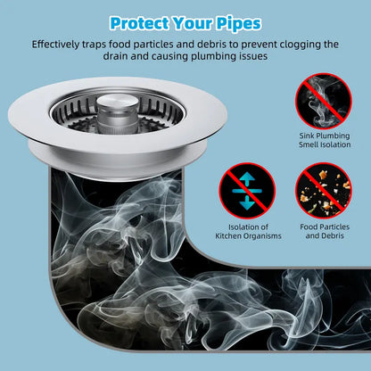 Upgraded 3-in-1 Sink Drain Strainer & Stopper
