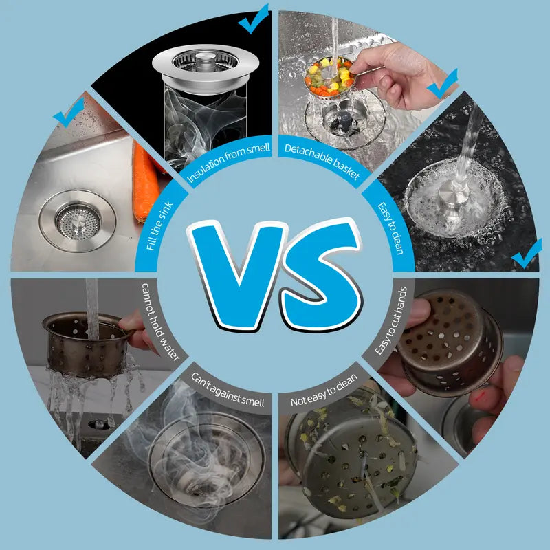 Upgraded 3-in-1 Sink Drain Strainer & Stopper