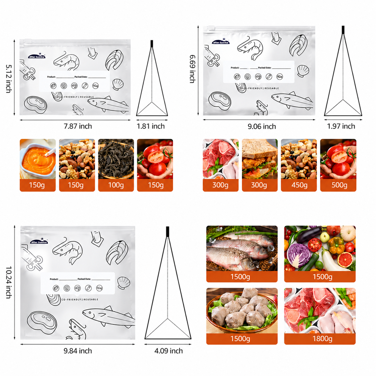 Reusable Aluminum Foil Sealable Food Storage Bags