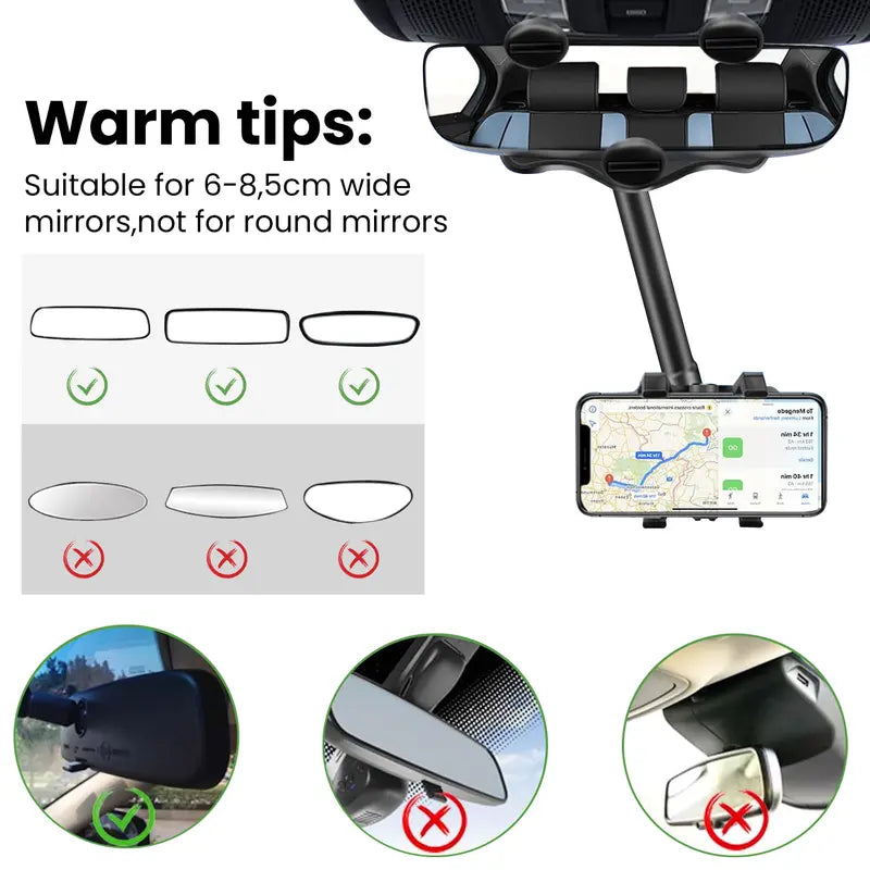 360° Rearview Mirror Phone Holder