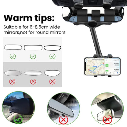 360° Rearview Mirror Phone Holder